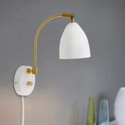 Deluxe vägglampa vit/mässing