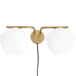 DK 2 vägglampa råmässing/matt opalglas