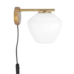 DK 1 vägglampa råmässing/matt opalglas