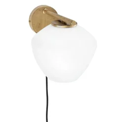 DK 1 vägglampa råmässing/matt opalglas