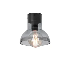 Down 18 plafond Svart/rökt glas