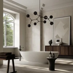 Drop chandelier taklampa Globe burned black