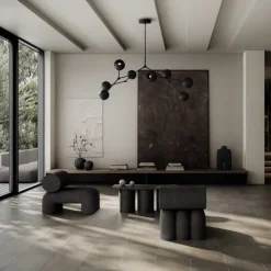 Drop chandelier taklampa Globe burned black