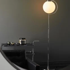 DSL 23 Bauhaus golvlampa nickel/opalglas