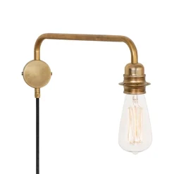 Edison arm ner vägglampa råmässing