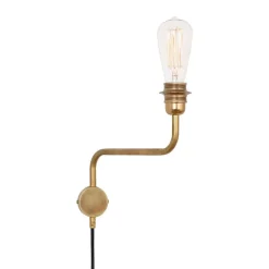Edison arm upp vägglampa råmässing