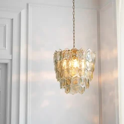 Elias Chandelier taklampa Antik mässing/klasglas