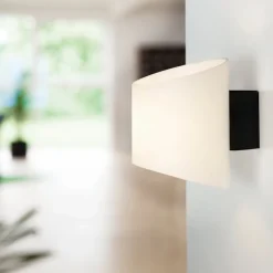Evoke oval vägglampa IP44 antracit/opal glas