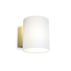 Evoke S vägglampa IP44 satin mässing/opal glas