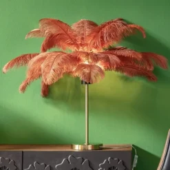 Feather Palm bordslampa roströd