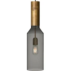 Fenomen taklampa smal råmässing/rökfärgat glas