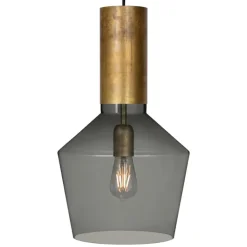 Fenomen taklampa widh råmässing/rökfärgat glas