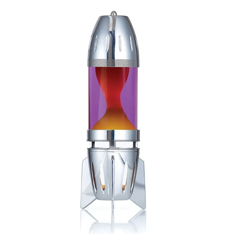 Fireflow silver lavalampa värmeljus lila med orange lava