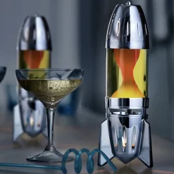 Fireflow silver lavalampa värmeljus gul med orange lava
