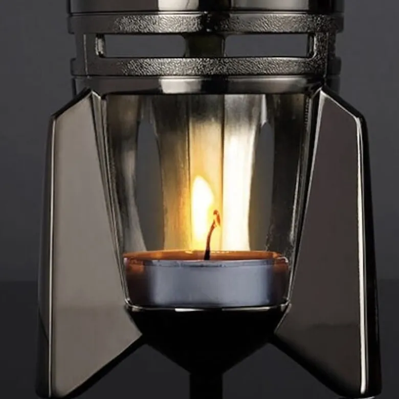 Fireflow svart lavalampa värmeljus lila med orange lava