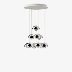 Flowerpot VP10 10 pendlar, taklampa plated chrome