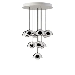 Flowerpot VP10 10 pendlar, taklampa plated chrome