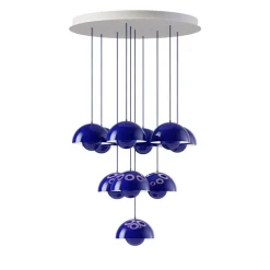 Flowerpot VP1 10 pendlar, taklampa cobalt blue