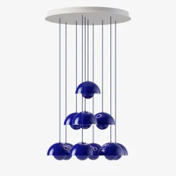 Flowerpot VP1 10 pendlar, taklampa cobalt blue