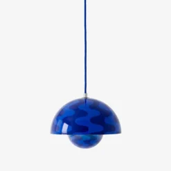 Flowerpot VP1 taklampa cobolt blue & twilight blue pattern