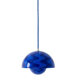 Flowerpot VP1 taklampa cobolt blue & twilight blue pattern