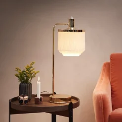 Fringe bordslampa cream white