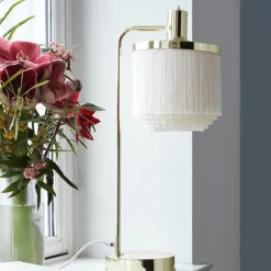 Fringe bordslampa cream white
