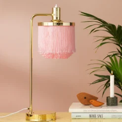 Fringe bordslampa pale pink