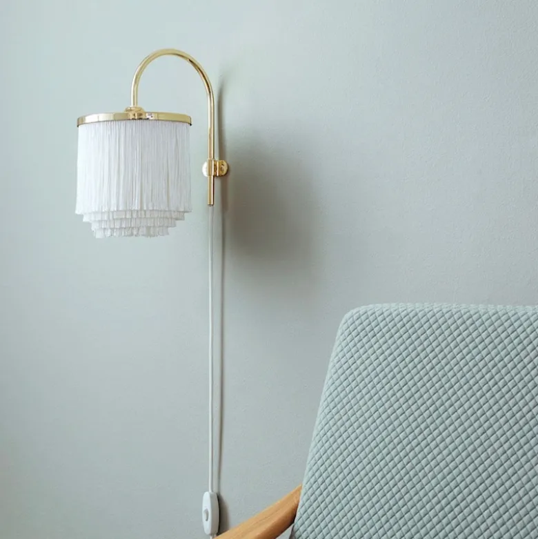 Fringe vägglampa cream white