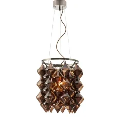 Gemma Ø45cm taklampa borstad stål/brun