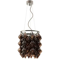 Gemma Ø45cm taklampa borstad stål/brun