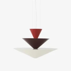 Gio LN15 taklampa vemilion red, dark burgundy & ecru white