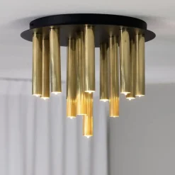 Gocce 13L plafond rå mässing/svart