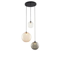 Grappo 3 taklampa glas klar, grå, guld