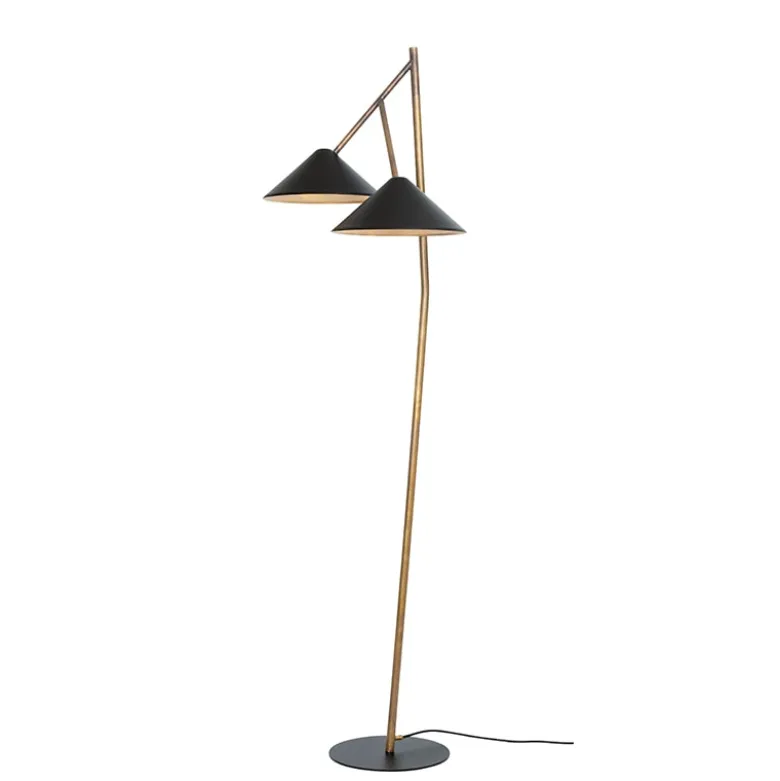 Grenverk golvlampa råmässing/svart