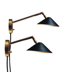 Grenverk kort vägglampa råmässing/svart