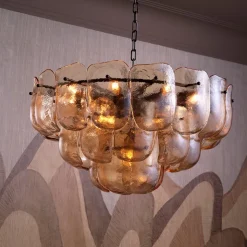Gustave Chandelier taklampa Bronze/champagnefärgat glas