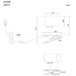 Hugin klämlampa svart
