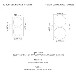 IC Lights C/W1 dubbel vägglampa borstad mässing