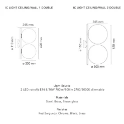 IC Lights C/W1 dubbel vägglampa krom
