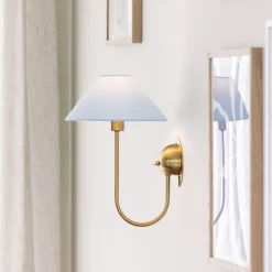 Iris vägglampa duvblå/borstad mässing