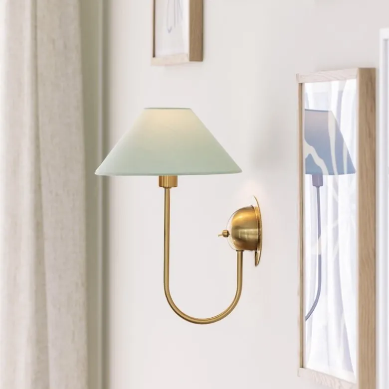 Iris vägglampa grön/borstad mässing