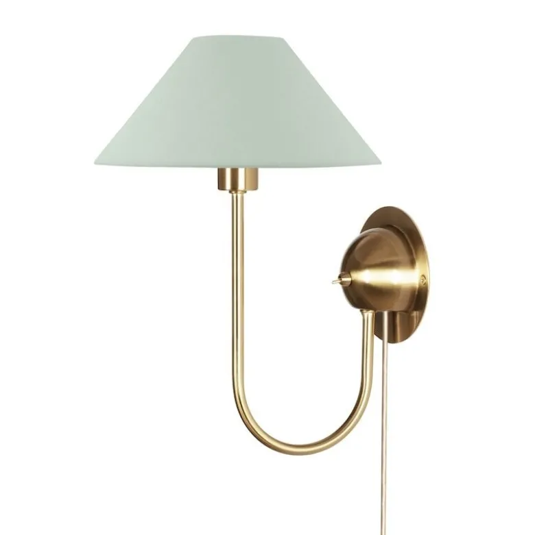 Iris vägglampa grön/borstad mässing