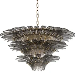 Italo Chandelier taklampa Borstad mässing/rökfärgat glas