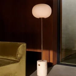 JWDA golvlampa travertine/borstad mässing