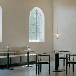 Kantarell Ø60 taklampa nickelpläterad/vit