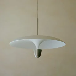 Kantarell Ø55 taklampa nickelpläterad/vit