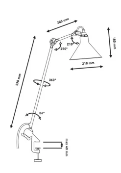 Lampe Gras N°201 bordslampa conic krom