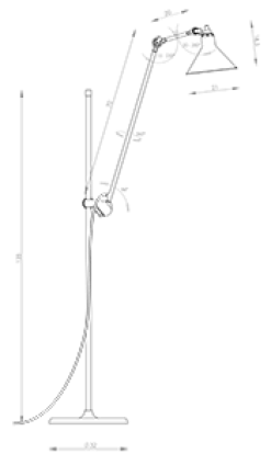 Lampe Gras N°215 golvlampa conic svart/gul