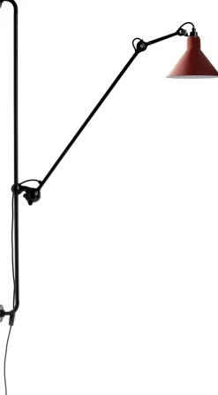 Lampe Gras N°214 vägglampa conic svart/röd